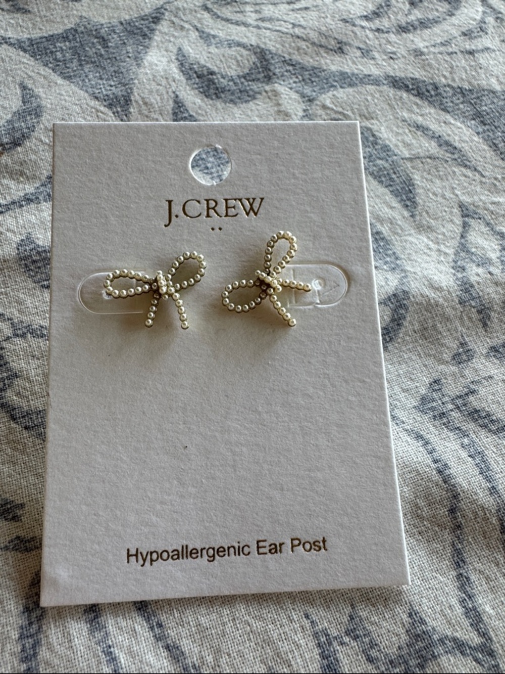 J. Crew Gold Bow Beaded Stud Earrings